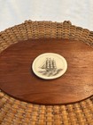 Vintage Nantucket Basket With Handle And Ship Decor Tiny Chip On Closure Bar 