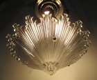 Vintage Art Deco Starburst Ceiling Shade With Nickel Fixture-3 Hole  Mount