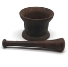 Vtg Cast Iron Mortar   Pestle Grinding Bowl Apothecary Druggist Chemist Herbs