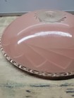 Art Deco Vintage Pink And Clear Glass Ribbed Ceiling Lamp Light Shade   0226