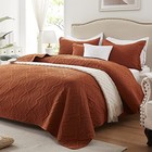  Quilt Set King Size 3 Pieces  Lightweight Burnt King  98  x106    Umber-wave