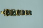 Vintage Taxco Mexico Sterling Silver Abalone Shell Panel Bracelet  56 Grams