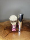 Eshave Silvertip Travel Badger Hair Shaving Brush  Pink - New In Metal Case