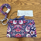 Vera Bradley Magenta Medallion Zip Id  And Lanyard Case Exact Mini Wallet  New