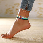 18 Pieces Elastic Beaded Anklets For Women Handmade Beach Boho Colorful Beads An
