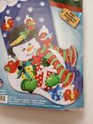 New Design Works Felt Applique Christmas Stocking Kit 5231 Snowman   Cardinals 