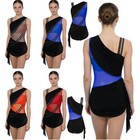 Us Womens Figure Skating Bodysuit Rhinestones Skirt Buttoned Crotch Jumpsuits