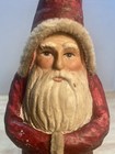 Early Belsnickle Santa Claus 10    Tall Vintage Santa Paper Mache Type Red Suit