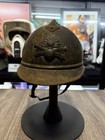 Wwi Original French Adrian M15 Helmet W  Crossed Canon Artillery Insignia Plate