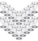 48 Pc Disposable Wine Glasses Plastic Champagne Flute Party Clear Silver Rim 5oz