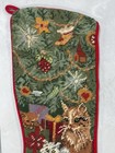 Vintage Needlepoint Christmas Stocking  Cats  Tree  Train