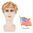Funny Donald Trump Wig Costume Set W  Flag Pin Blonde Political Candidate Hair