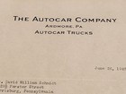 Vintage 1947 Autocar Company Ardmore Pa Letterhead Letter Trucks Automobile Car