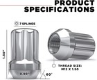 M12x1 50 Seven Spline Acorn Lug Nut With Key - Chrome Seating - Standard Seating
