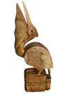16    Pelican On Piling Hand Carved Wood Tropical Sculpture Bird Decor
