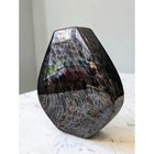 Vintage Haeger Pottery Vase Black Copper Silver Metallic Swirl Art Deco 1993