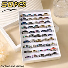 Wholesale 50pcs Lot Mixed Stainless Steel Rings Men Women Band Ring New