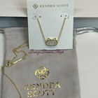        kendra Scott Elisa Cat Pendant Necklace Iridescent Drusy Gold Plated New     