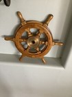 Vintage Captains Ship Wheel Wooden Brass 14 In Across 26 Around Heavy
