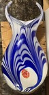 Huge 16    Genuine Murano Figural Fish Millefiori Glass Vase Blue white Hand Blown