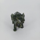 Green Hand Carved Stone Elephant Lucky Trunk Up 4in