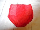 Rockabilly Red Nylon   Lace Panels Vintage 1950 s Women s Granny Sissy Panties L