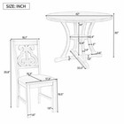 5pcs Dining Table Set 4 Chairs Seat Round Table Breakfast Kitchen Furniture Gray