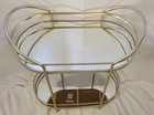 Three Hands Corp  Gold Oval Beverage   Serving Cart With Mirrors