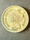 1881 Three Cent Nickel Piece 3c Ungraded Circulated Coin Strong Strike details