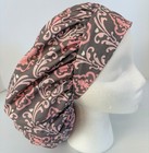Gray And Pink Print Size Large Medical Bouffant Scrub Cap Surgery Hat
