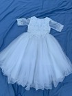 Girls White Lace Tulle Formal Flower Girl Dress First Communion Wedding