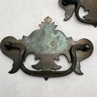 Vintage Drawer Pulls Set 3 Brass Patina Handles 2 Large 1 Small