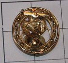 Vintage 60 s Gold Tone Metal Mesh Light Orange Rhinestone Flower Pin Brooch E572