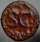Ancient Roman Coin Head Of Tiberius Reign Of Titus 80-81 Ad Sc  Genuine Ae27