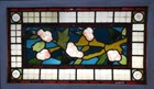 Hand-painted Tree Victorian English Stained Glass Window 34 1 2  X 20 1 2 