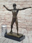 Poseidon God Of Sea Throwing Trident Greek Mythology Figurine Nude Bronze Statue