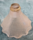 X2 Antique Holophane Glass Lamp Shade Industrial 1 5  Fitter Ruffled  Victorian