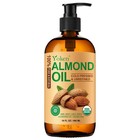 Organic Almond Oil 16 Oz - Cold Pressed  Pure For Skin   Hair Care  Moisturizer