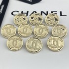 10 Chanel Buttons Cc Logo Round Gold Metal 20mm Vintage