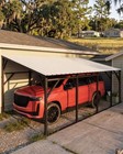 12x20 Ft Lean-to Metal Carport  Wall-mounted Car Port With 11 5   Slope Vertical