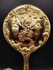 Vintage Gilt gold Plated Vanity Bathroom Set Mirror Brush   Comb Cherubs