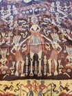 Vintage Woven Ikat Cloth Throw Fringed Wrap Textile Tapestry 56  X  107 