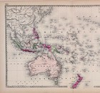 1887 Oceania Map Original Antique - Hawaii - Australia - Polynesia 19x12