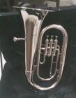 Euphonium  3 Valve Horn Of Pure Brass In Silver Chrom Polish case Box  Free Ship