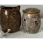 Vintage Ceramic Spotted Owl Lamp Night Light   Accent Warmer Lot Of 2