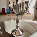 Vintage Silver Plate Menorah     8 5    Hanukkah Candle Holder Judaica Jewish