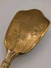 Vintage Gold Plated Mcm Vanity Hair Brush Raised Floral Pattern  Cottage Core 
