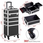 Aluminum 4 In 1 Rolling Makeup Train Case Salon Cosmetic Trolley Organizer Box