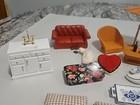 Vintage Doll House Furniture Glass   Metal   Plastic Chair And Tables Kitchen 