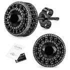 Black Vvs1 Moissanite Halo Stud Earrings 925 Silver Gra Certified Free Gift Box